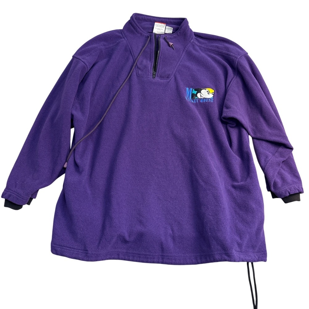 Vintage Mickey Inc Disney Fleece Pullover Purple Quarter Zip Mickey Mouse XL
